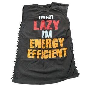 I'm Not Lazy I'm Energy Efficient Tee Brown Size Small Reworked Scene Emo Indie